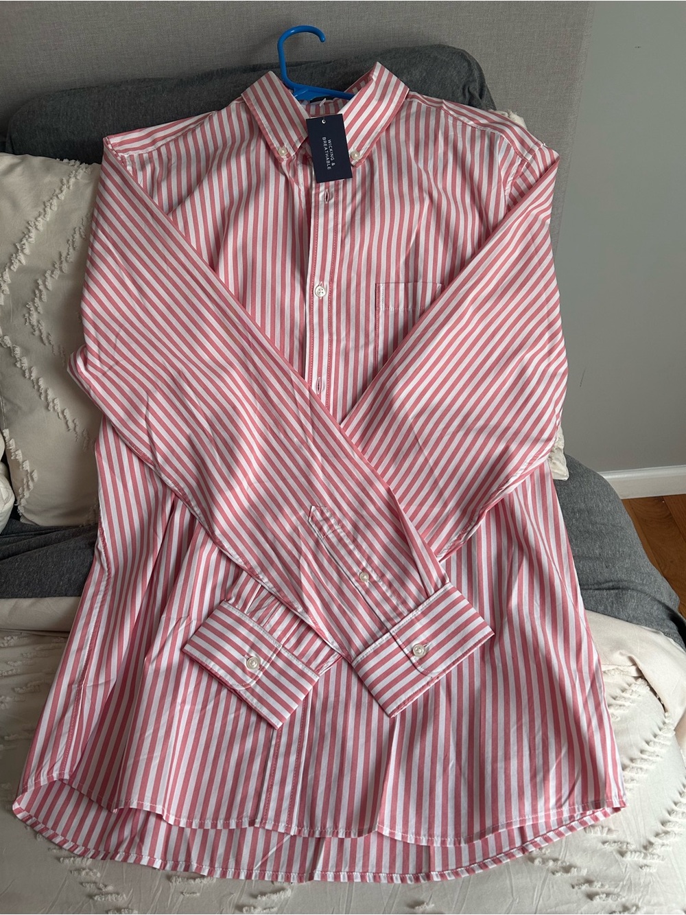 GAP Pink and White Striped Button-Down Shirt